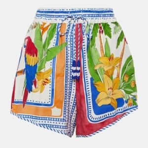Farm Rio Tropical Destination linen-blend crochet shorts